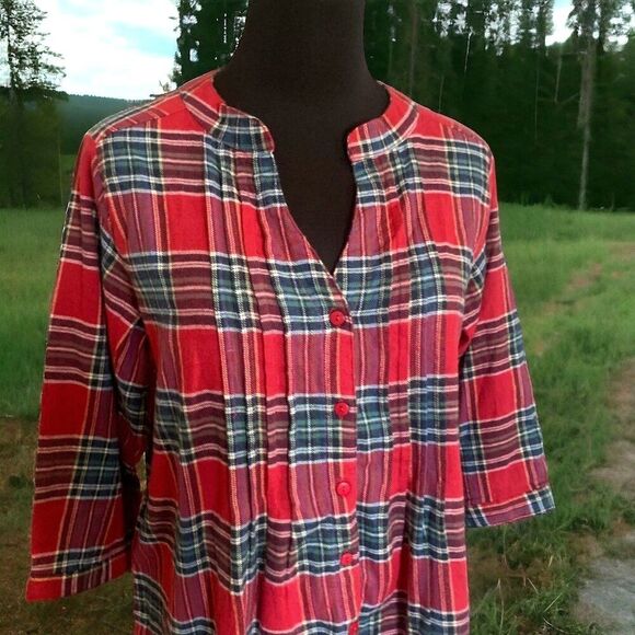 Cotton Flannel Shirt in Red Plaid by CW Classics - Picture 1 of 8